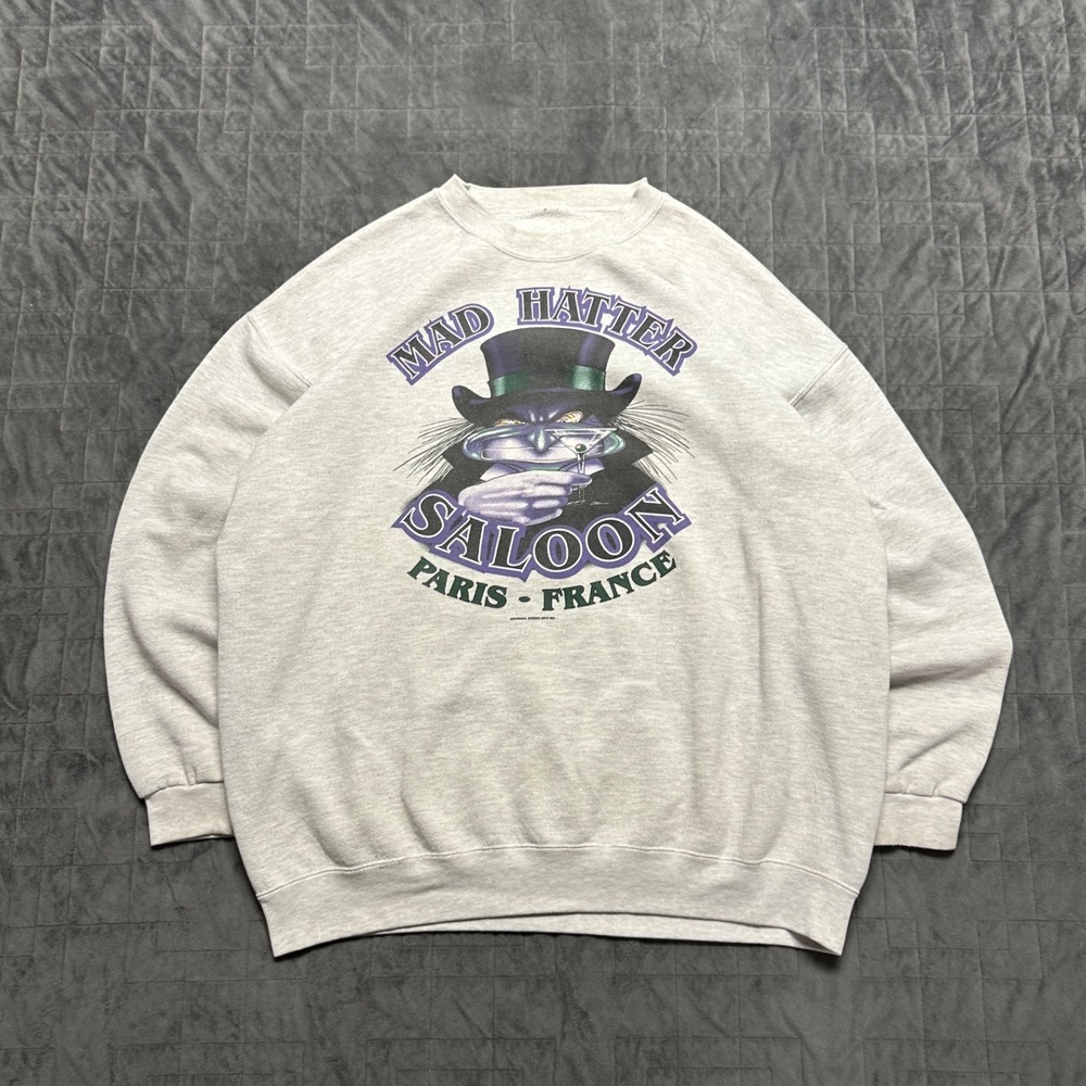 Vintage 90s Mad Hatter Saloon Paris‎ France Y2k Crewneck